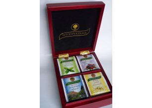 Дървена кутия с 4 вида чай